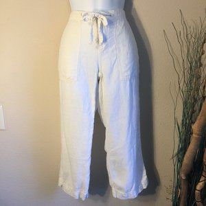 Gap White Linen capri or ankle pant, loose Small